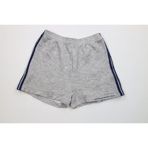 Vintage 80s Mens Small Spell Out Eastern Airlines Striped Short Shorts Gray USA